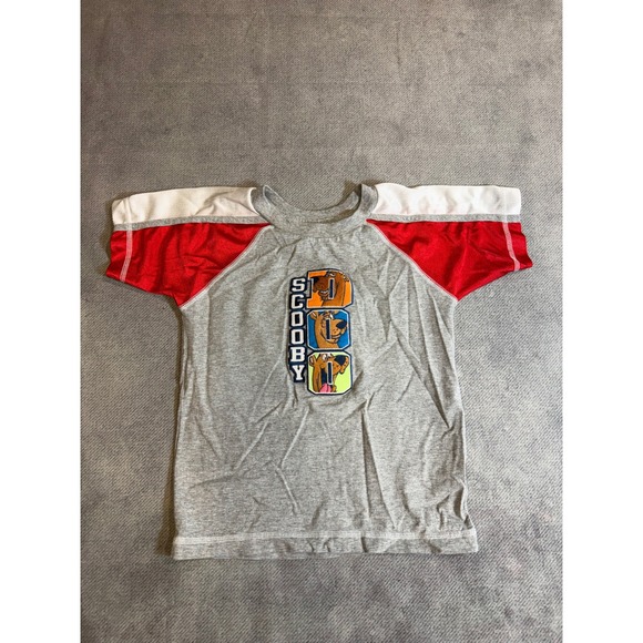 Majestic Other - Majestic Scooby Doo Graphic T-Shirt Kids Grey Red Raglan Mesh Sleeve Tee